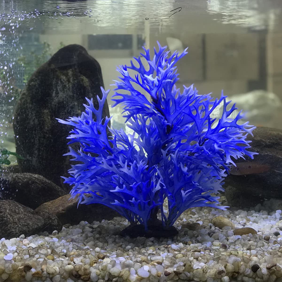 Decorazioni del Serbatoio del Pesce Piante Simulazione Dell'erba Acquatica, per Ornamento del Serbatoio di Pesce D'acquario, 8.5X5x35cm/3.3X2x13.8In (L * W * H),Blu