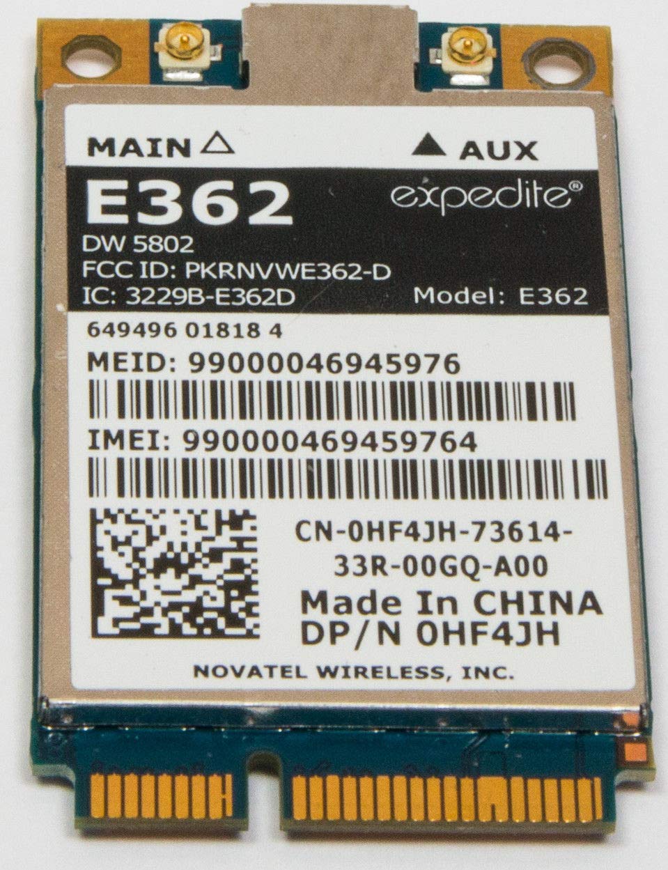 Wireless Adapters for Novatel Expedite E362 wireless wwan 𝖦РЅ Card DP/N 0HF4JH for DELLs DW802