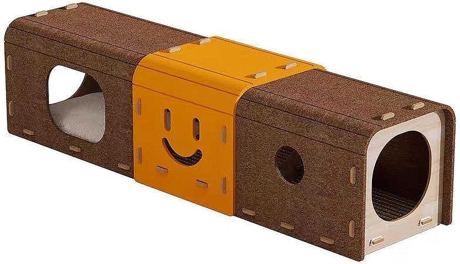 Smiley Face Cat Tunnel Cave - Interactive Peekaboo Cat Hideout with Scratching Pad, Cozy Pet Bed for Indoor Cats & Kittens