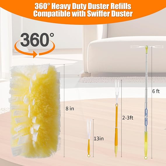 40 Count 360 Heavy Duty Duster Refills Compatible with Swiffer, Larger Size-Extra Thick Electrostatic Disposable dusters Refill for Electronics, Furniture, Blinds, Ceiling Fans, Unscented