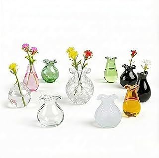 10-Pack Magnetic Mini Glass Vases Set with 30+ Flowers – Slam-Proof St...