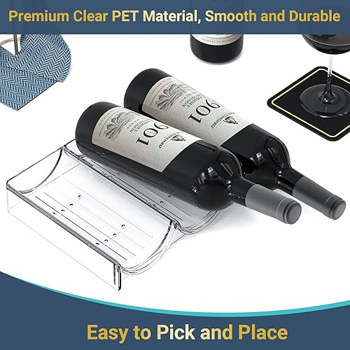 Miniatura 6 de Organizador de botellas de agua de plástico y soporte de almacenamiento para vino, 4 niveles y 12 contenedores apilables, estante de almacenamiento