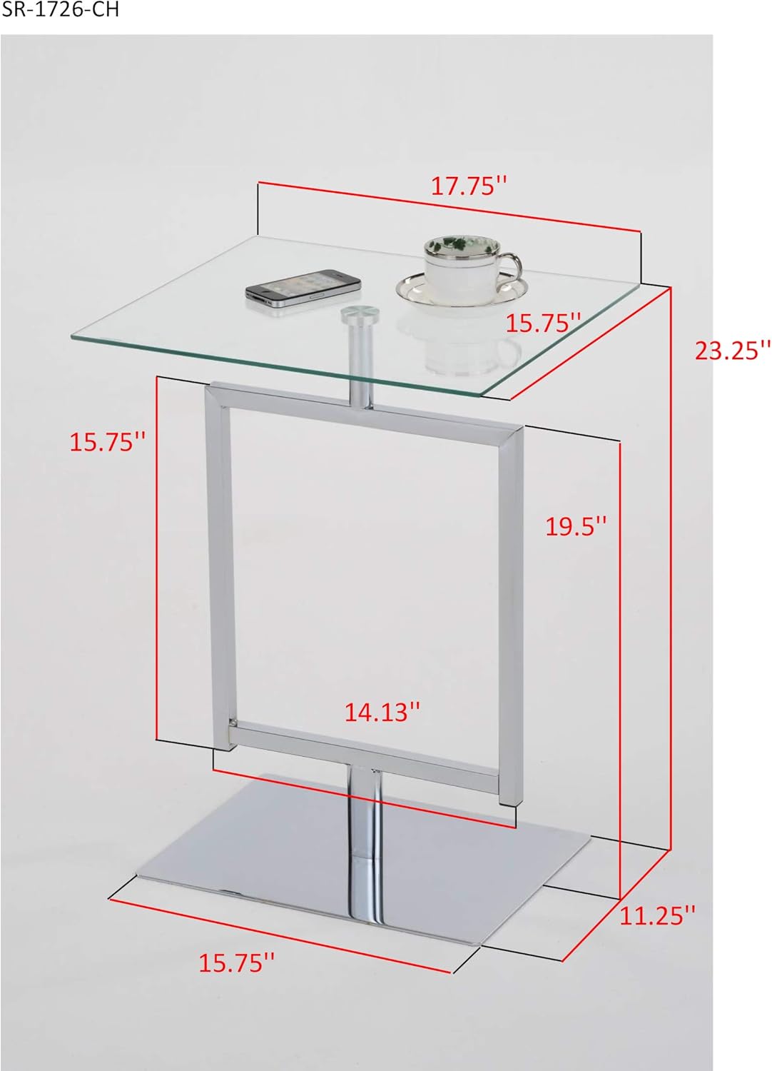 Kings Brand Furniture - Modern Accent Side End Table, Metal/Glass (Chrome): Kitchen & Dining