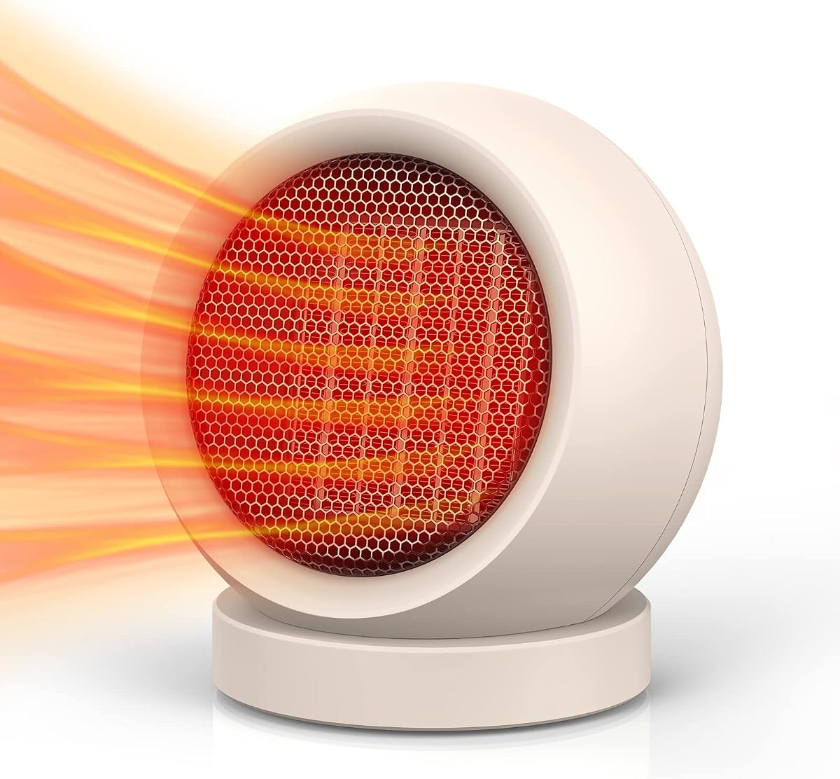 Space Heater,PTC Ceramic/Portable Electric Desktop Heater High Output Desktop Heater for Home Bedroom Office Desk Indoor Use(Light Brown) | Energy Efficient PTC. Overheating & Tip-Over Protection. Compact for Bedroom, Office, Indoor Use. Quiet & Fast Heating
