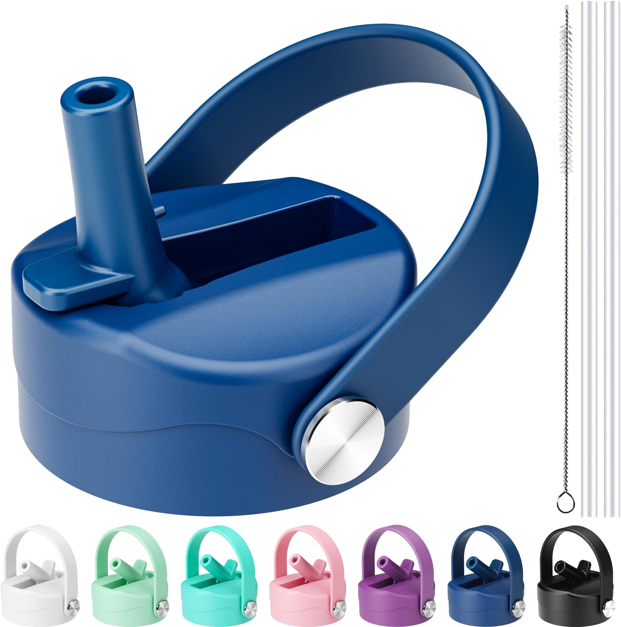 Straw Lid for Hydro Flask Wide Mouth, Lids with Straw for Hydroflask 12 16 18 20 32 40 oz Wide Mouth, Replacement Straw Cap for Hydroflask, Top Sport Bottle Lid (Cobalt)