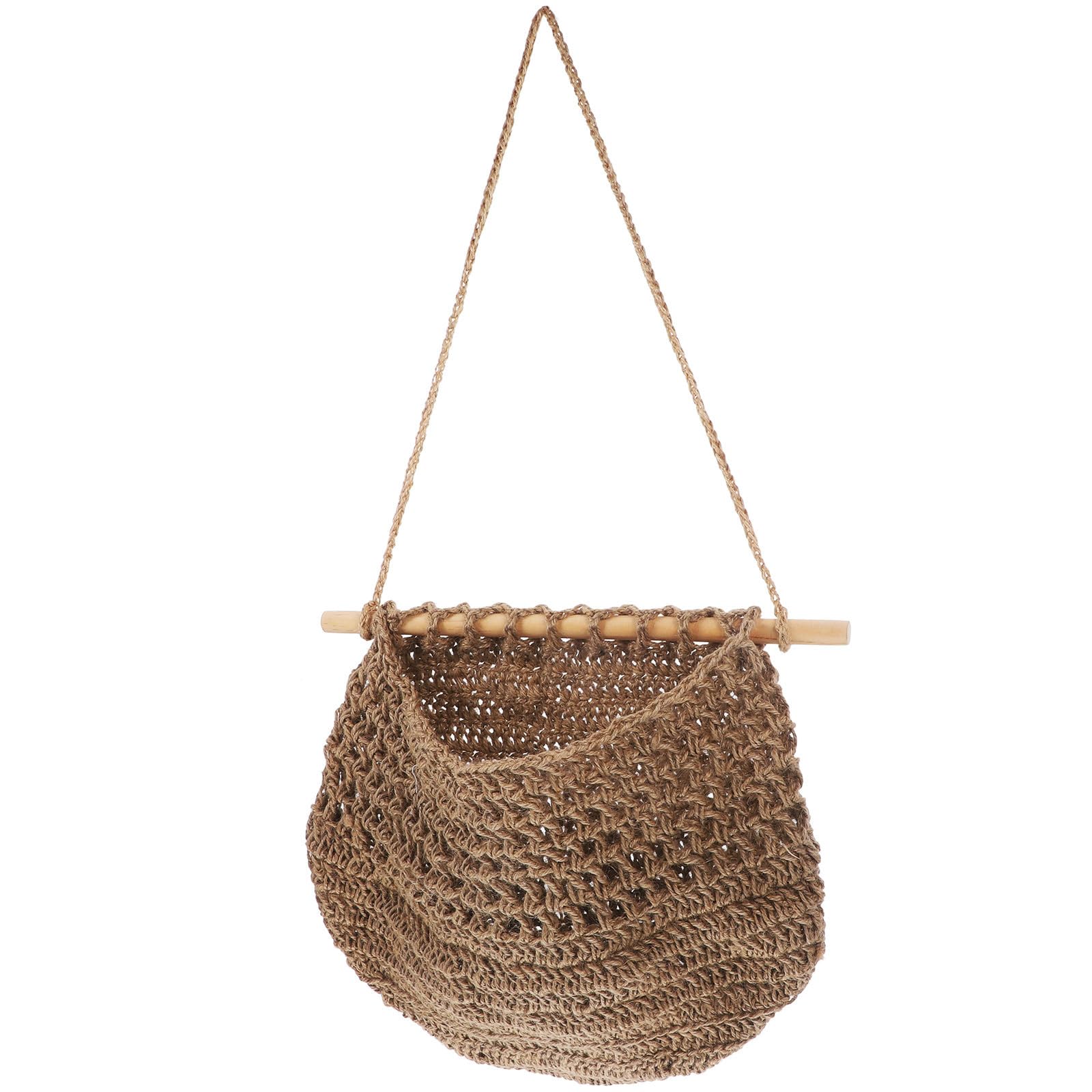 Cesta colgante de pared para frutas y verduras bohemia en cuerda de yute 68.5x35 cm