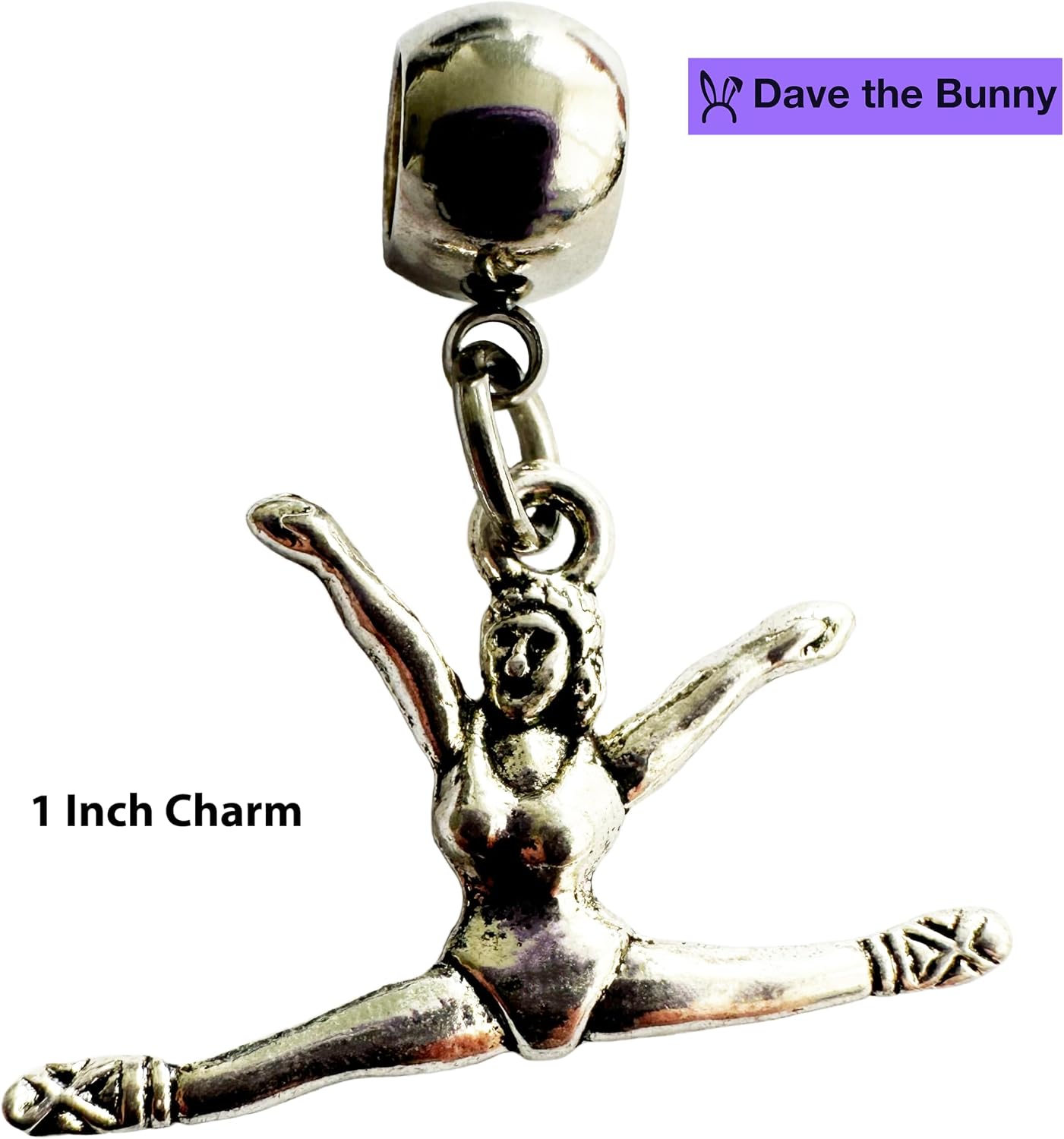 Dave The Bunny Gymnastics Bracelet - Premium Stainless Steel Snake Chain with Metal Alloy Charm - Ideal Gymnastics Stuff, Perfect for Gymnastics Gifts, Suitable as Gymnastics Party Favors