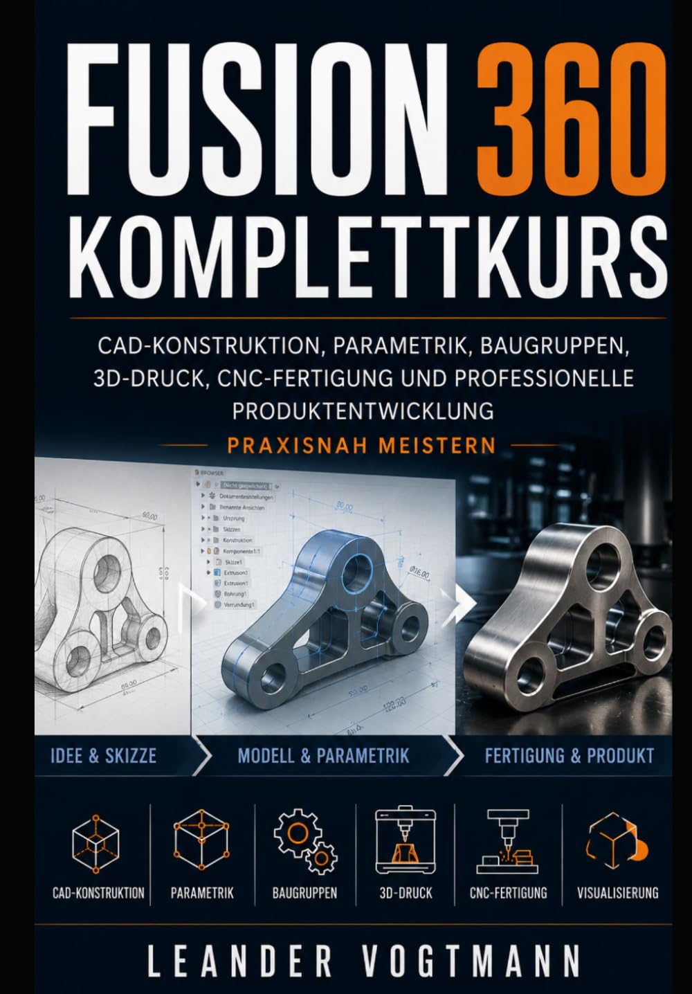 Fusion 360 Komplettkurs: CAD-Konstruktion, Parametrik, Baugruppen, 3D-Druck, CNC-Fertigung und professionelle Produktentwicklung praxisnah meistern