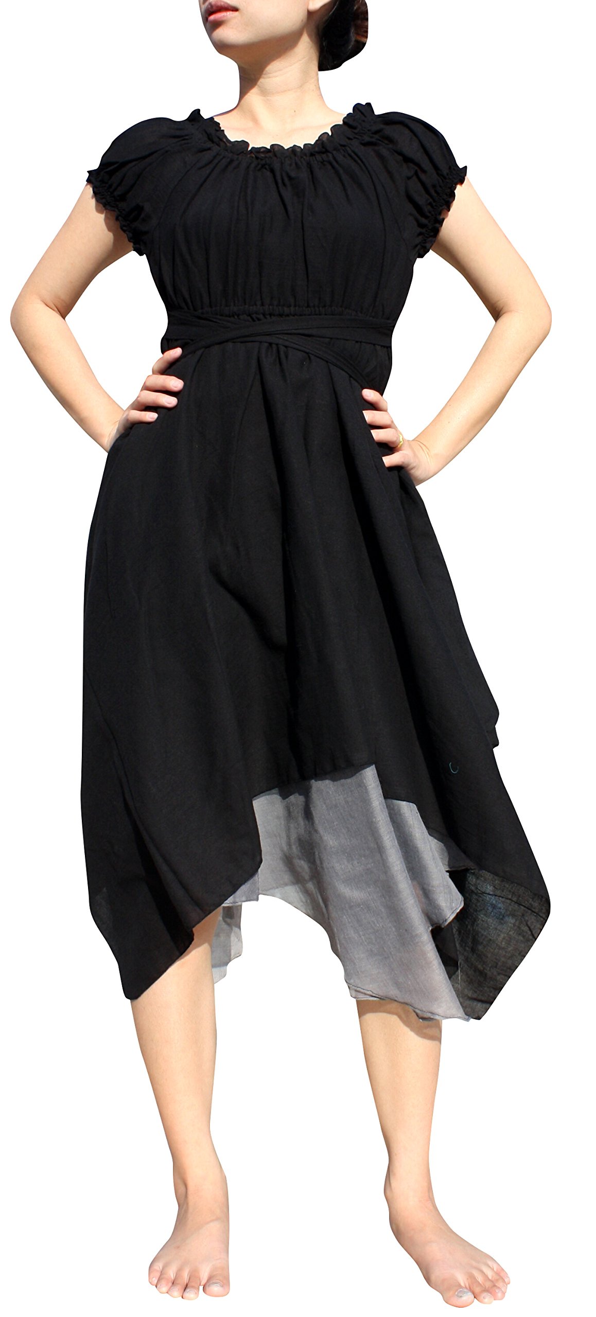 SvenineServing Wench Full Layered Baby Doll Sleeve Soft Cotton Medieval Dress