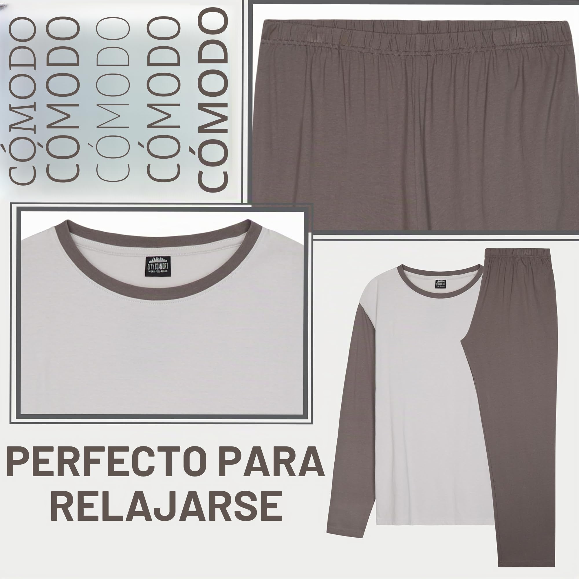 CityComfort Pijama Invierno con mangas largas para Hombre