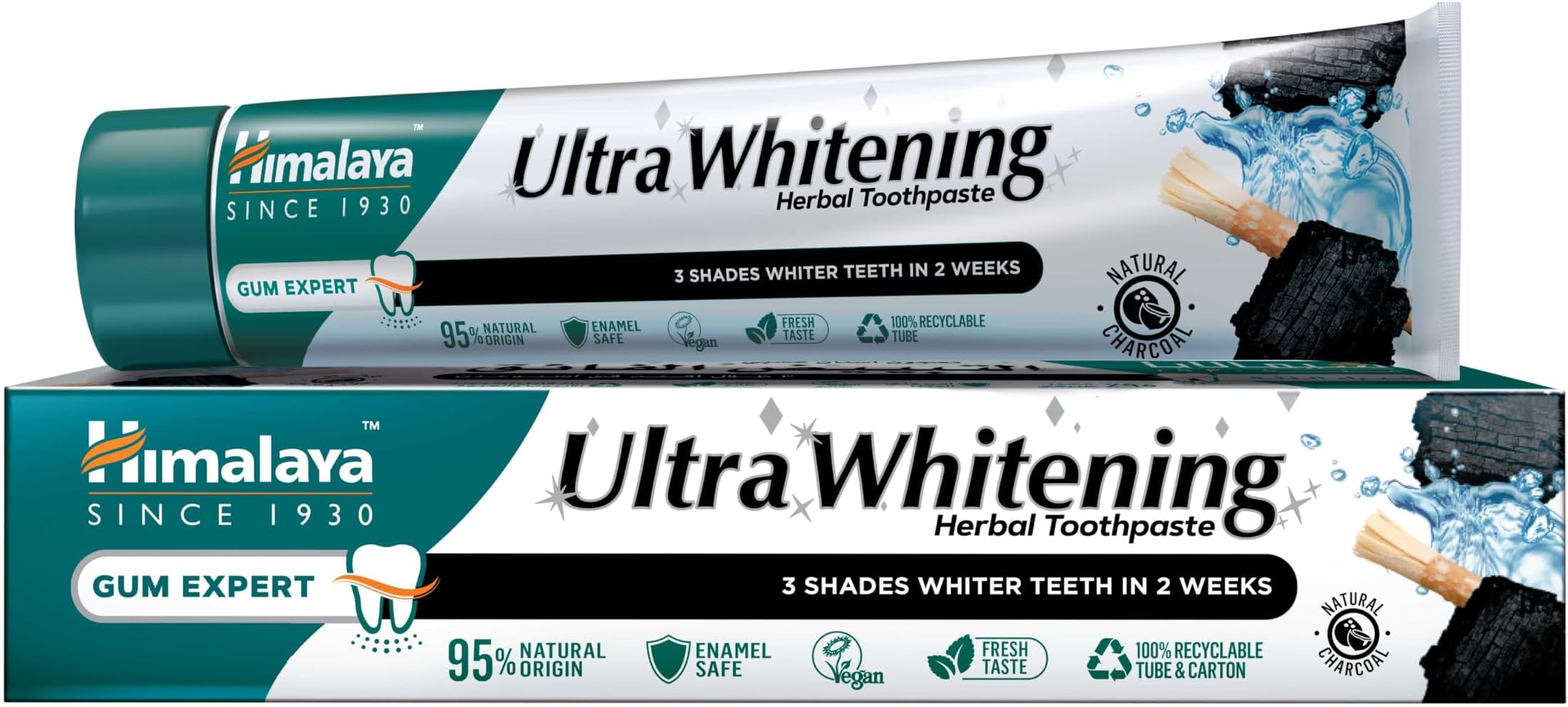 Visit the Himalaya Since 1930 Store Himalaya Ultra Whitening Herbal Toothpaste With Activated Coconut Charcoal that Gives 3 Shades Whiter Teeth in 2 Weeks -75ml