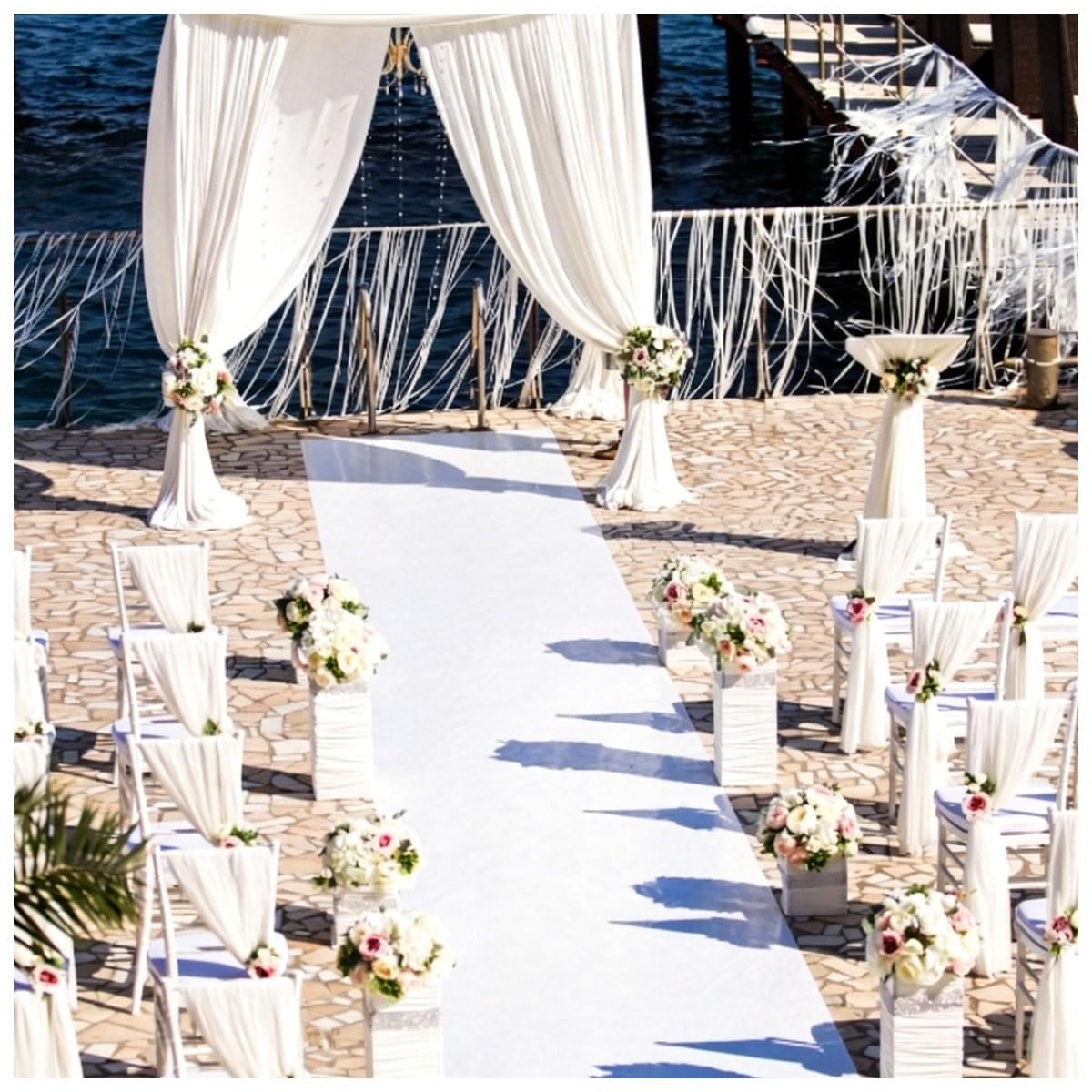 Tapis d'allée Blanc for cérémonie de Mariage, Tapis de Passage uni de Couleur Unie for église et fête dans Le Jardin(1mx15m/3'3"x49'3")