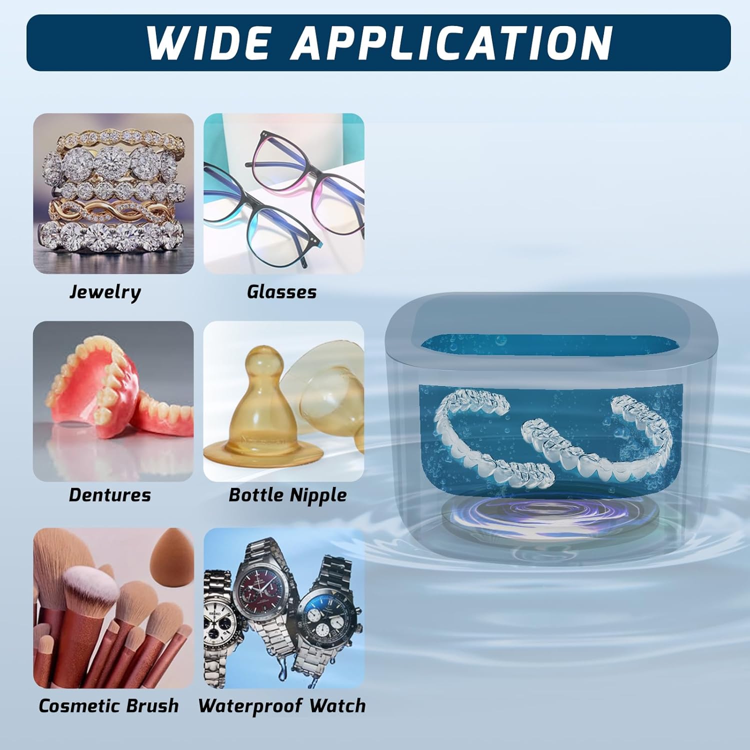 Ultrasonic Cleaning Machine Jewelry Glasses Coins Dentures 255ml Tank Capacity 360° Portable Ultrasonic Cleaner with 4 Cleaning Modes for Jewelry, Dentures, Coins