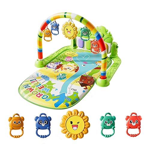 Alive Lovely Baby Gyms - Tapete de juego para centro de actividad musical, tapete de gimnasio con piano, música y luces, para el tiempo boca abajo,