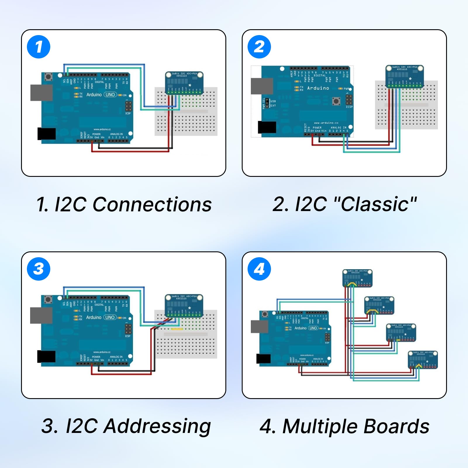 3pcs ads1115 16-bit adc module Convertitore Analogico-Digitale 16 Bit 4 Canali con Interfaccia I2C per Microcontrollori for Arduino, Raspberry Pi e Progetti ESP32 ads1115 for adafruit