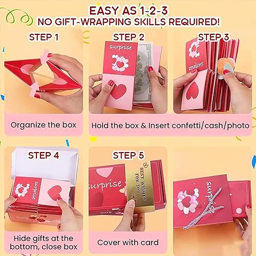 Miniatura 7 de Smilamo Seeroze - Caja de regalo sorpresa, Joyjoyset, juego de caja de regalo sorpresa, caja sorpresa para dinero, cajas de regalo creativas de