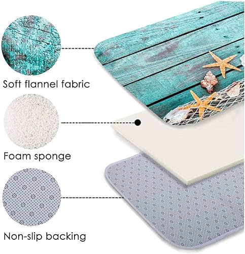 Alfombras de baño de espuma de esponja absorbente suave para baño y cocina (59 x 23 pulgadas), tapete de franela antideslizante brillante impresión