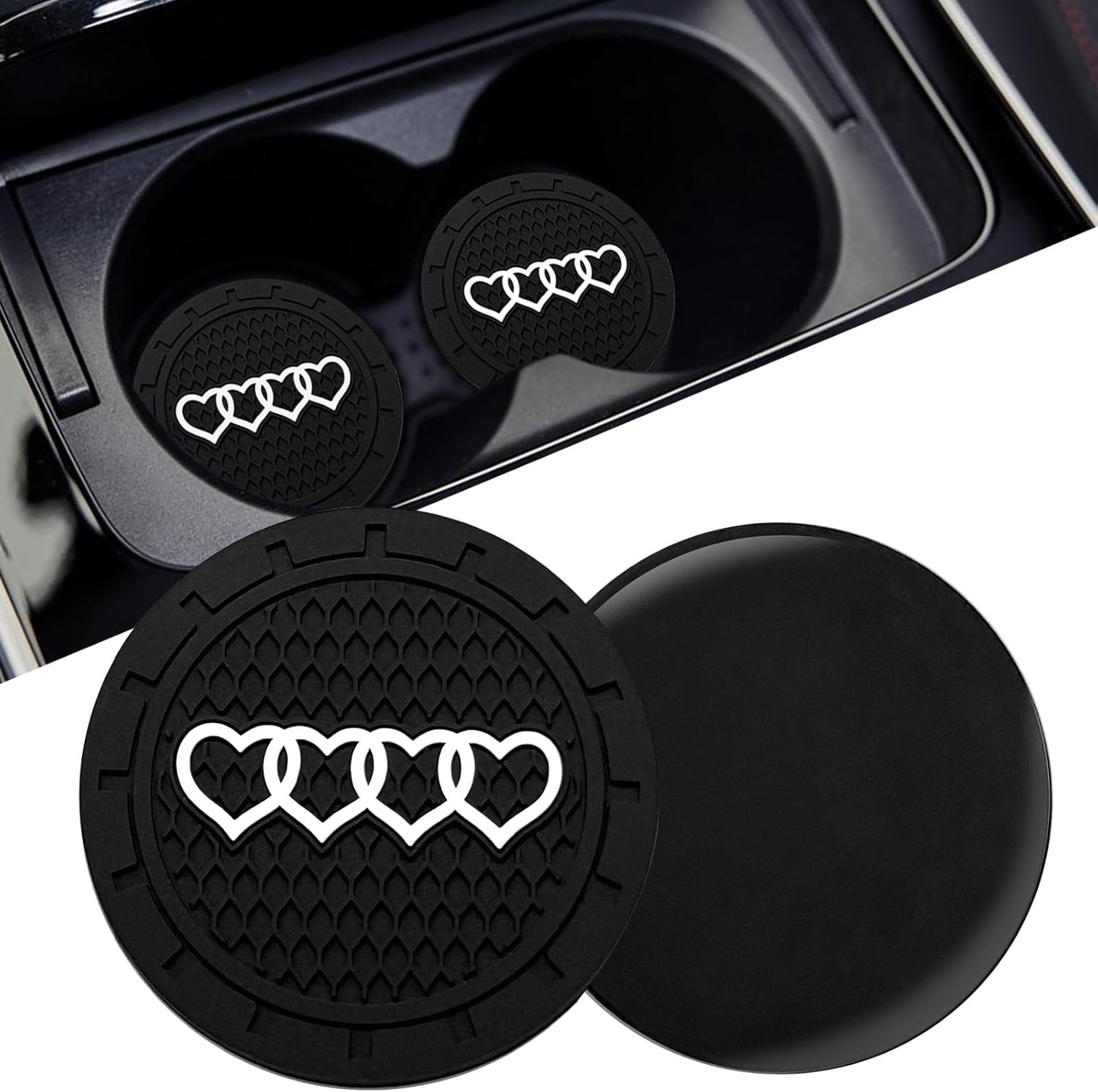 2Pack - 2.75inch Car Cup Holder Coaster fit for Audi Jeep Toyota Honda Ford Chevy GMC Dodge Subaru Cadillace Kia Hyundai Volkswagen BMW Mercedes Benz & More Interior Decorative Accessories