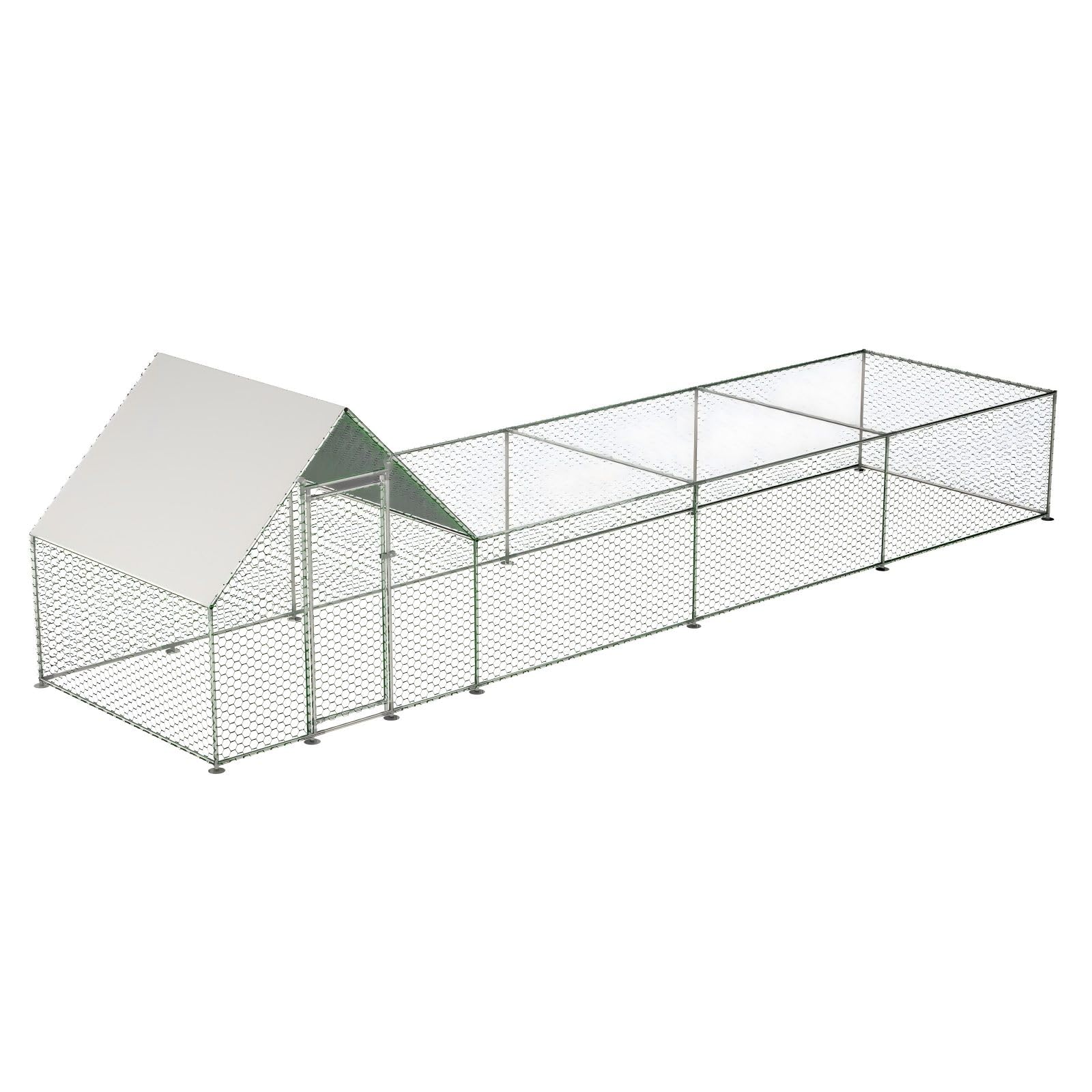 Extra Large Metal Chicken Coop Walkin Poultry Cage - Heavy Duty Cage Poultry Pen with Lockable Door & Removable Weatherproof PE Cover for Chickens,