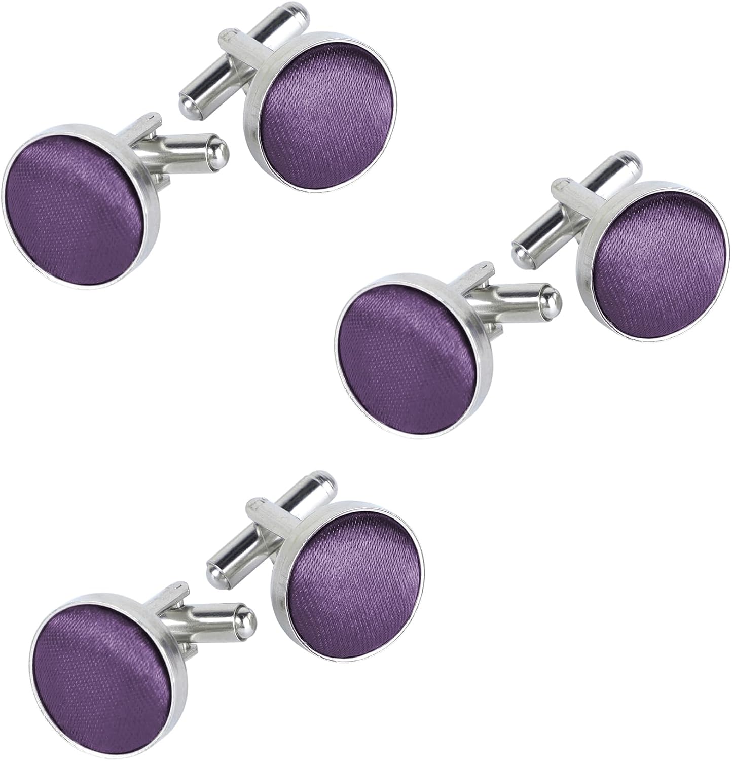 Classic Round Cufflinks for Men, Multi Colors, Silky Tuxedo Shirt Cuff Links for Wedding, Business, Prom