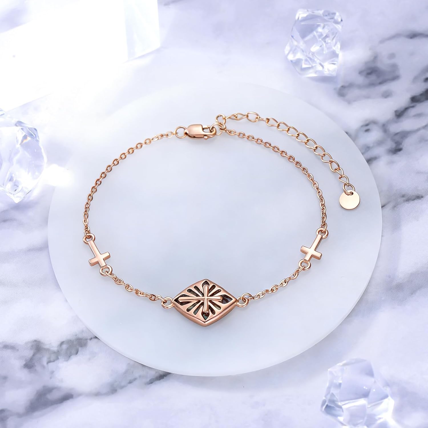 Cross Bracelet for Women 925 Sterling Silver Cross Bracelet Adjustable, Christian Jewelry, Gift for Women