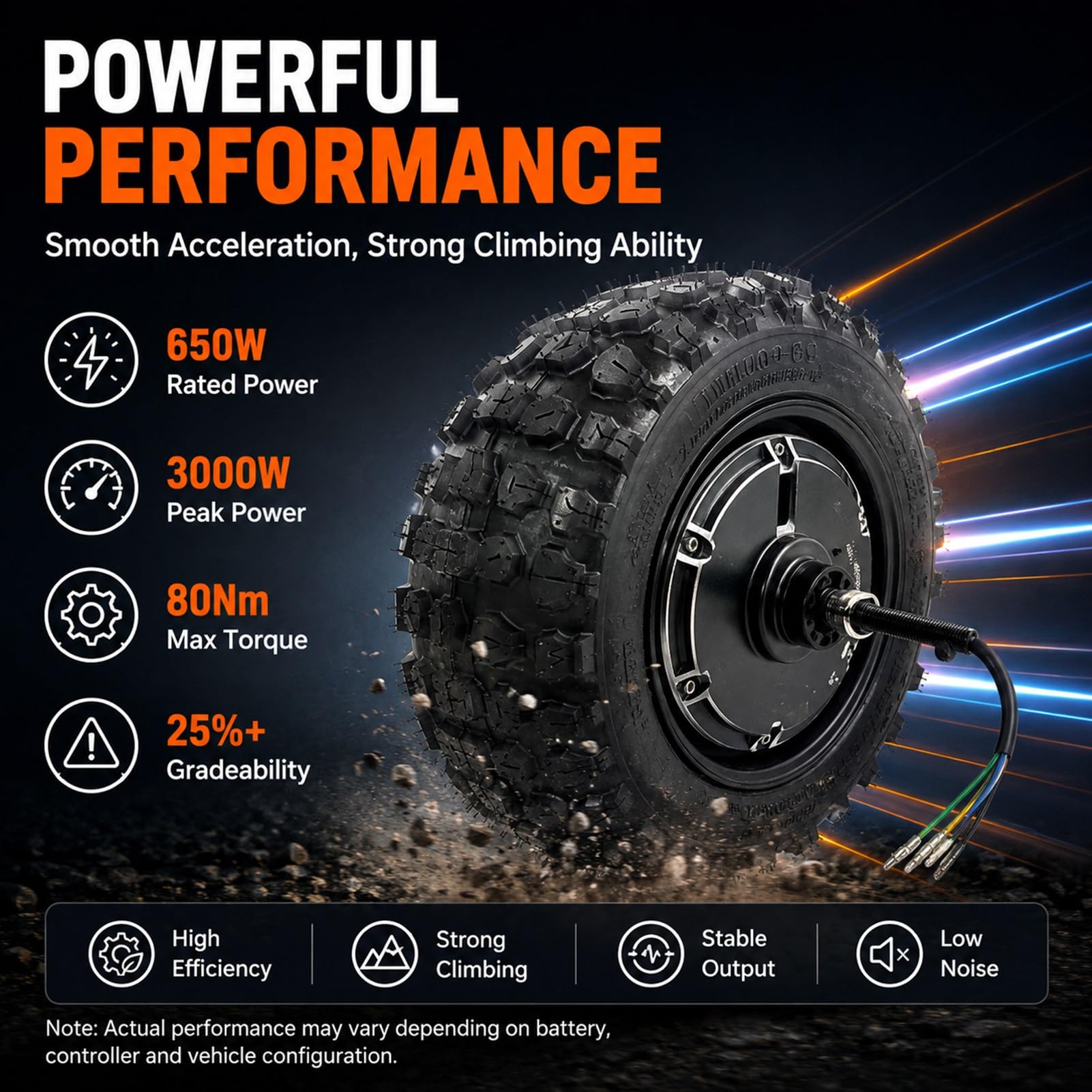 Motore Brushless per Monopattino,Ruota Tubeless 11x6.00-6 | Motore mozzo senza ingranaggi con larghezza forcella 150mm,protezione IPX6 e robusta costruzione in alluminio
