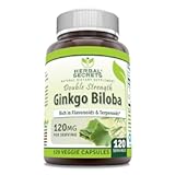 Ginkgo Biloba Double Strength Supplement | 120 Mg | 120 Veggie Capsules | Non-GMO | Gluten-Free | Made in USA