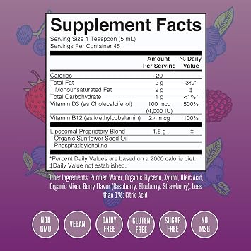 MaryRuth Organics Kids Multivitamin Liposomal (Strawberry Cherry & Vanilla) & Vitamin D3 Liposomal (Mixed Berry) Clean Label Project Verified Vitamins for Immunity & Overall Wellness, Vegan, Non-GMO