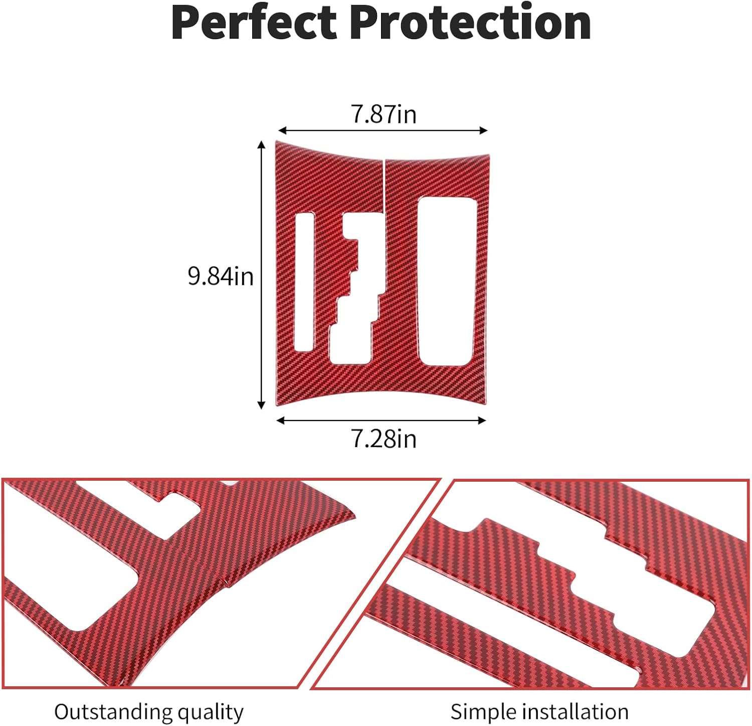 JWWY Center Consoles Gear Shift Shifter Panel Trim Cover Compatible with 2011-2014 Dodge Charger Interior Accessories,Red Carbon Fiber