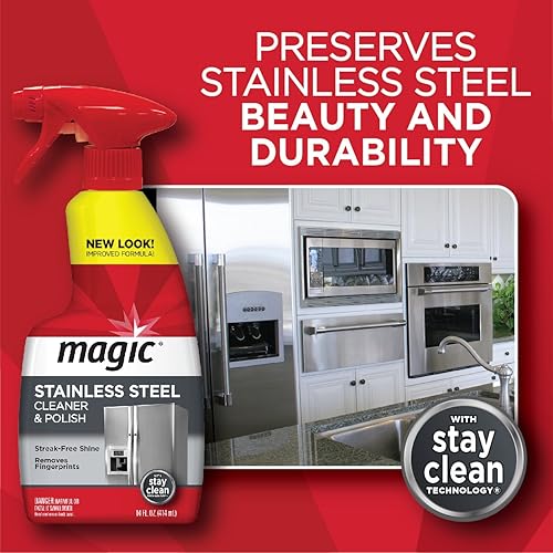 Miniatura 23 de Magic - Aerosol limpiador de acero inoxidable – 17 onzas (paquete de 6) – Elimina huellas dactilares residuos de agua y grasa de electrodomésticos