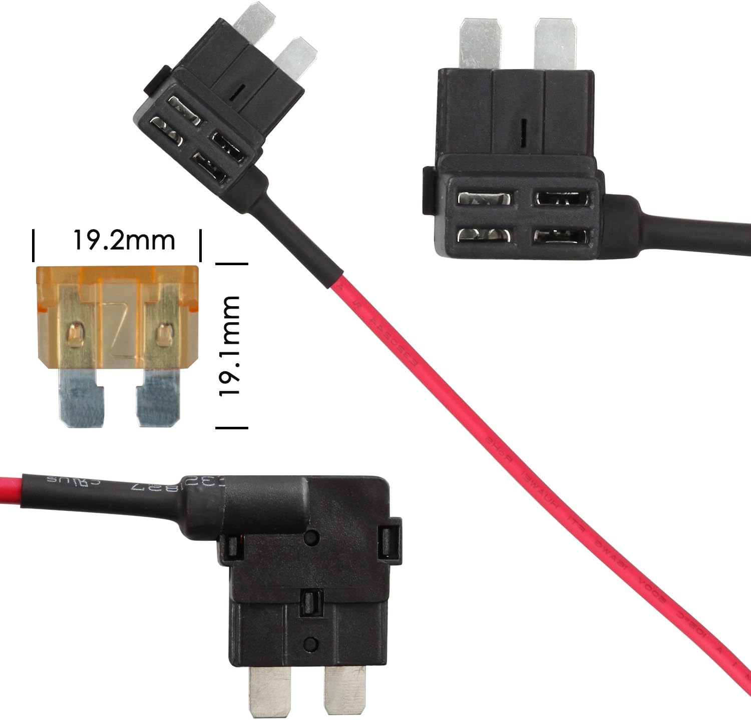 AUTO-VOX Dash Cam Hardwire Kit ATO Fuse Regular (Medium) Fuse Adapter Kit - 12V to 5V for Dash Cam M6 D2 D2 Pro G1W M3 & All Mini USB Dashboard Camera Car DVR Power Supply - 12.47ft