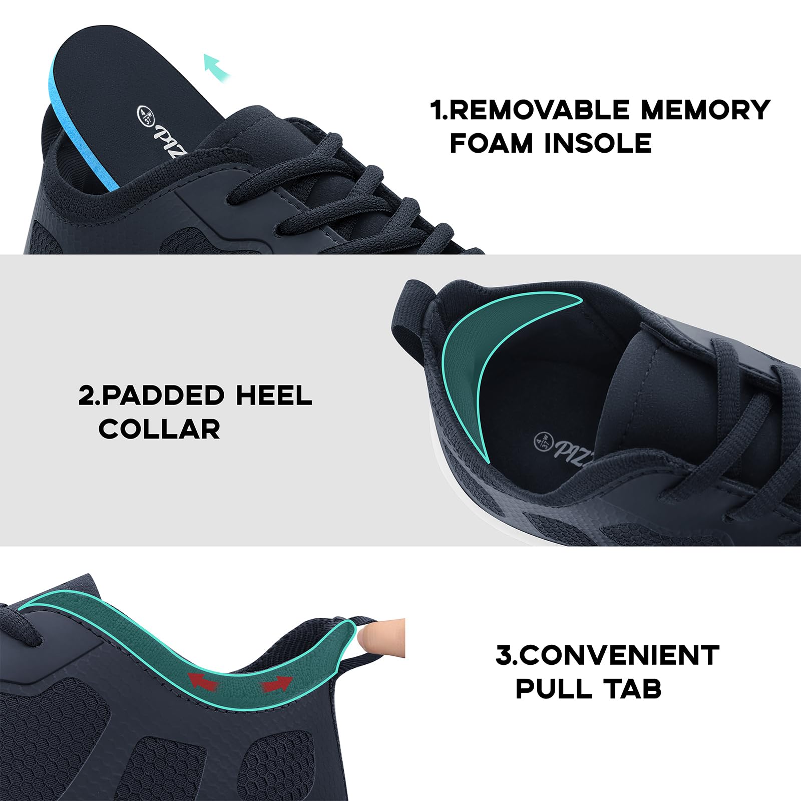 PIZZ ANNU Luna Zapatillas Barefoot Mujer Anchas, Zero Drop Ligeras y Cómodas con Plantilla Extraíble de Memory Foam para Uso Diario
