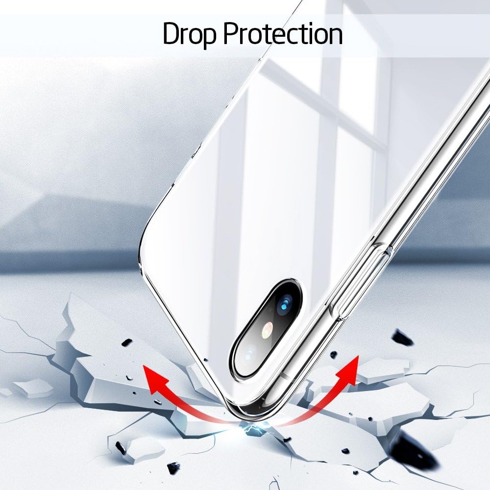 ESR iPhone X Case, 9H Tempered Glass Back Cover [Mimics The Glass Back of The iPhone X][Scratch-Resistant] + Soft Silicone Bumper [Shock Absorption] for iPhone X/iPhone 10(White)