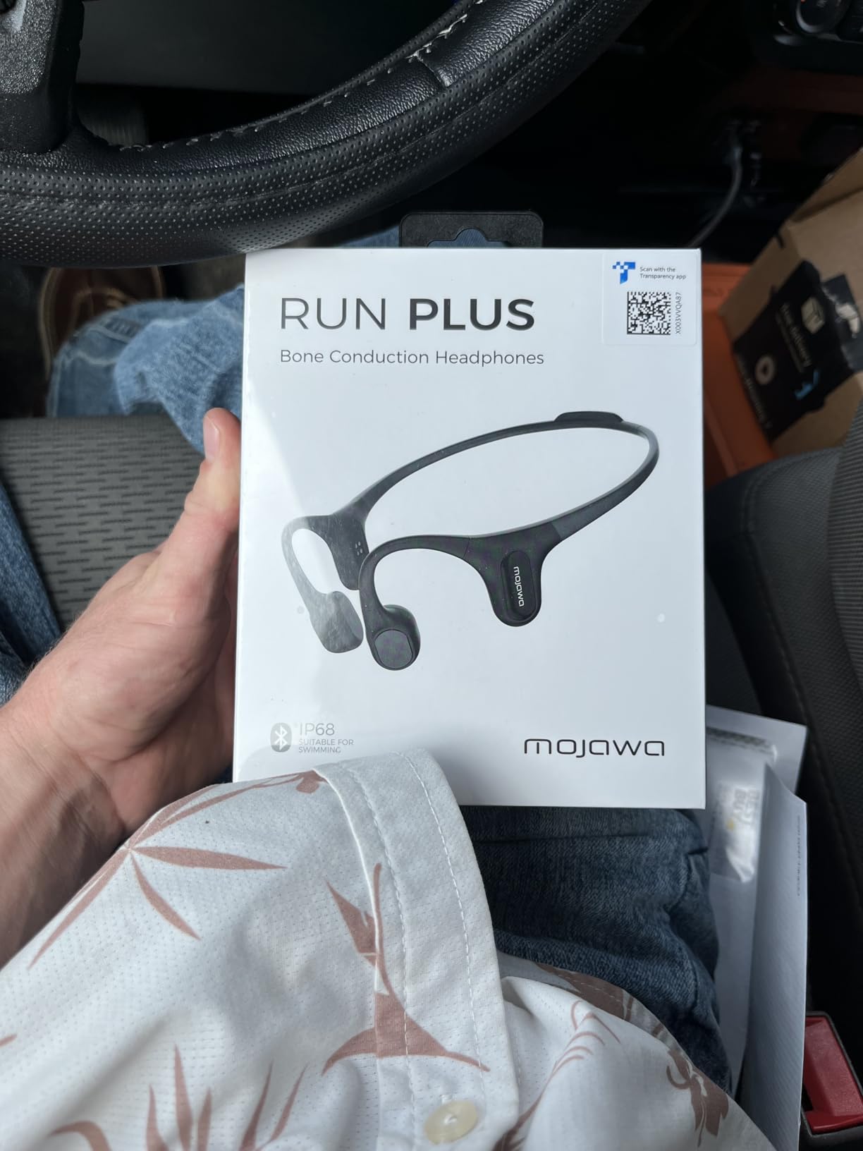 mojawa Run Plus Bone Conduction Headphones, Open-Ear Bluetooth Headphones, 32GB MP3 Player, IP68 Waterproof Swimming Earbuds, Deep Bass, Secure Fit for Running, Gym and Daily Use, Black