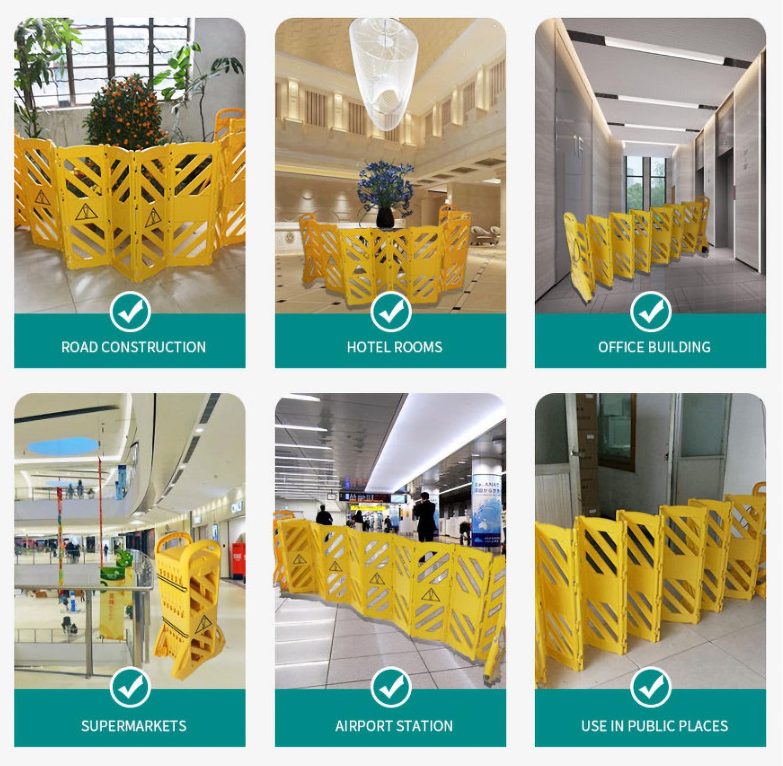 Barreras De Seguridad Comerciales Sistema De Bloqueo Móvil Extensible De 3,9m Valla Plegable Para Uso En Centros Comerciales Hoteles Nudos De Transporte Y Obras De Construcci(Size:3.9m,Color:amarilla)
