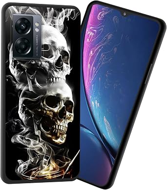 for Oneplus Nord N300 Case,Premium Soft Silicone Slim Rubber Full Body Drop Protection Shockproof Cover Phone Case for Oneplus Nord N300,Smoke Skull