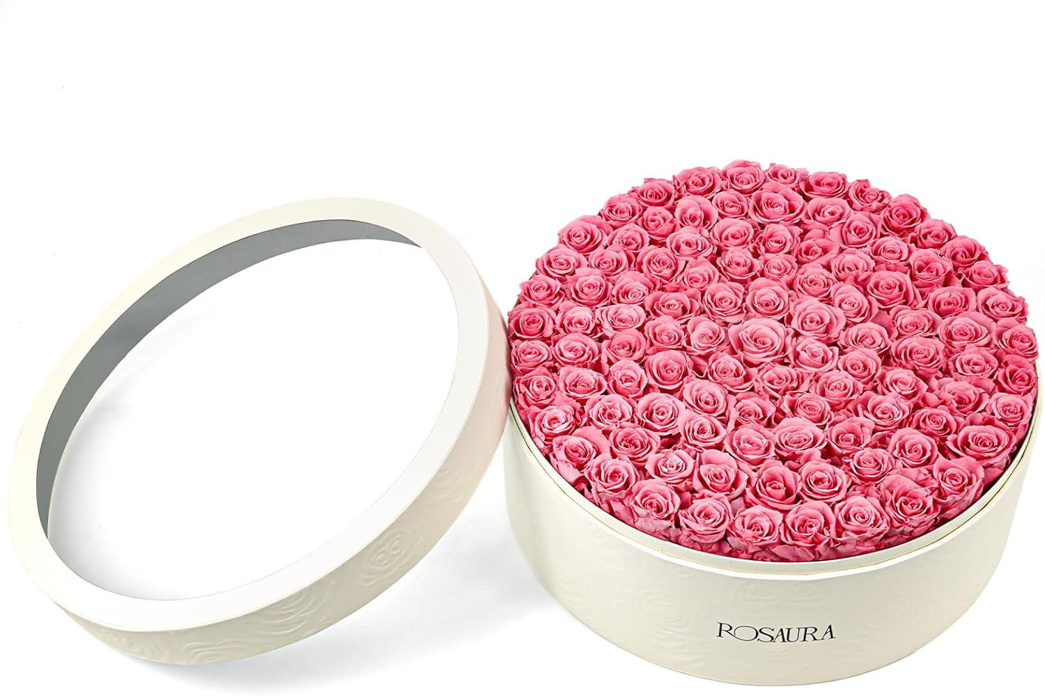 Rosaura Round Preserved Roses Gift Box (Pink, 100 Roses)