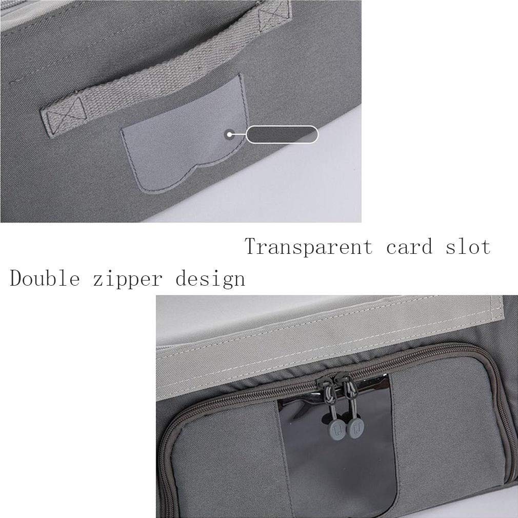 MU Grande boîte de rangement pliable, boîte de rangement en tissu Oxford, fenêtre transparente, support de cadre en acier,gris,M + M