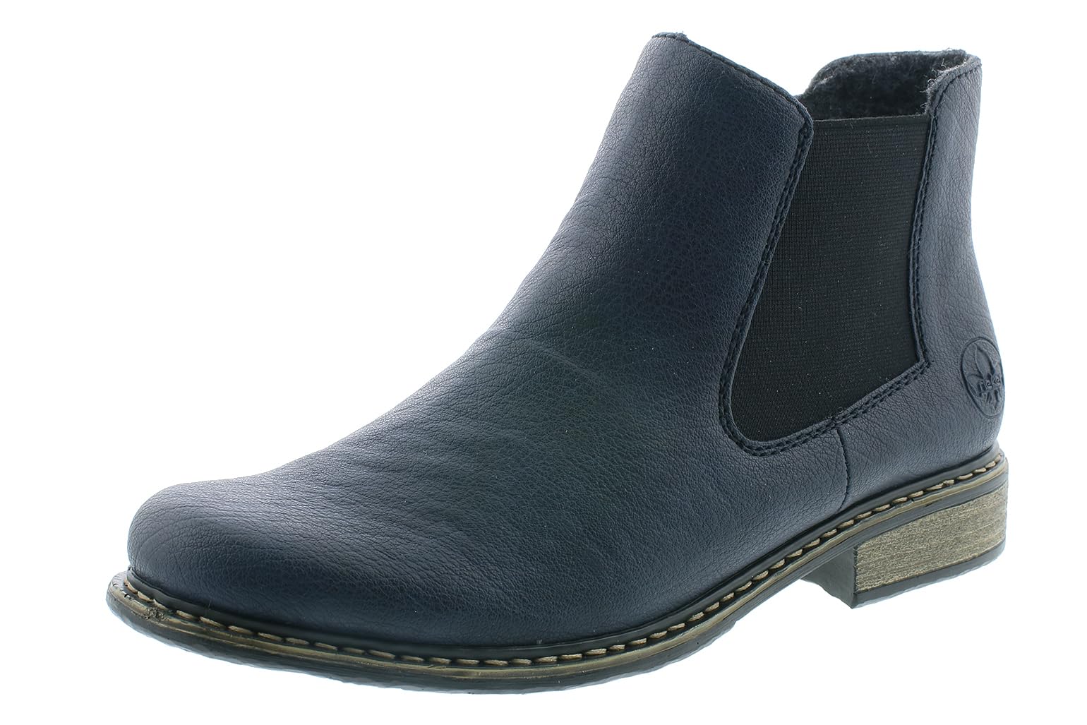 Ladies Casual Heeled Ankle Boots Z4994, Blue Ozean Schwarz 14, 9 UK