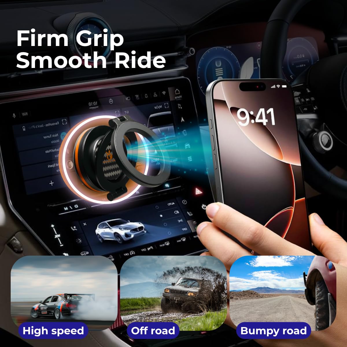 Grip Gear magnetyczny uchwyt samochodowy na telefon 360° regulowany uchwyt na telefon z przyssawką do uchwytów na telefon komórkowy do samochodu/siłowni/uchwyt domowy do iPhone'a i