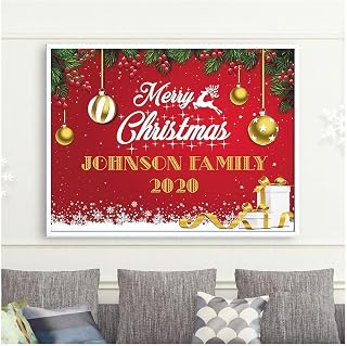 Merry Christmas Holiday Party Banner Size 24x18, 36x24, 48x24 and 48x36 Festive Christmas Theme With Mistletoe and Reindeer Xmas Party Wall Decoration Yuletide Party Concept Handmade Party