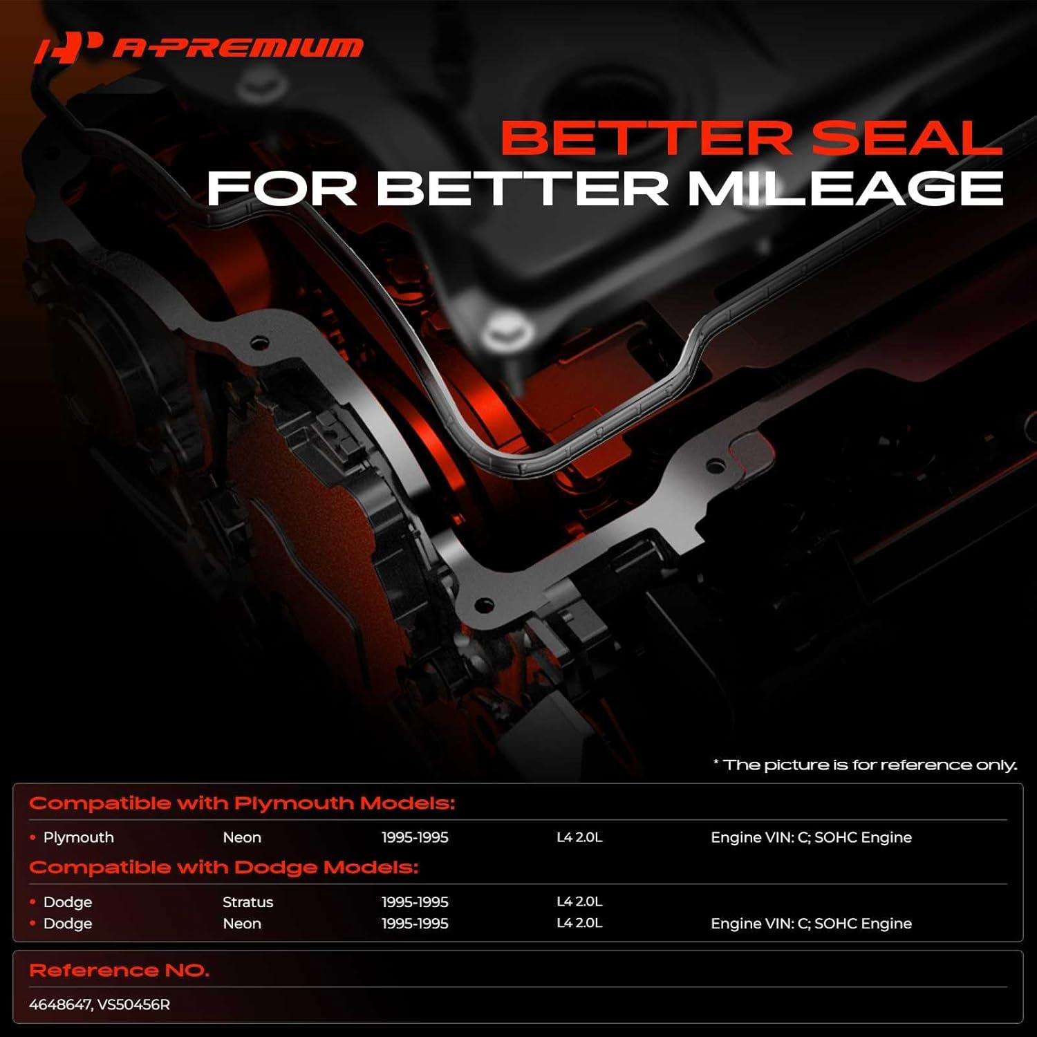 A-Premium Engine Valve Cover Gasket Set Compatible with Plymouth Neon 1995 & Dodge Neon 1995, Stratus 1995, 2.0L