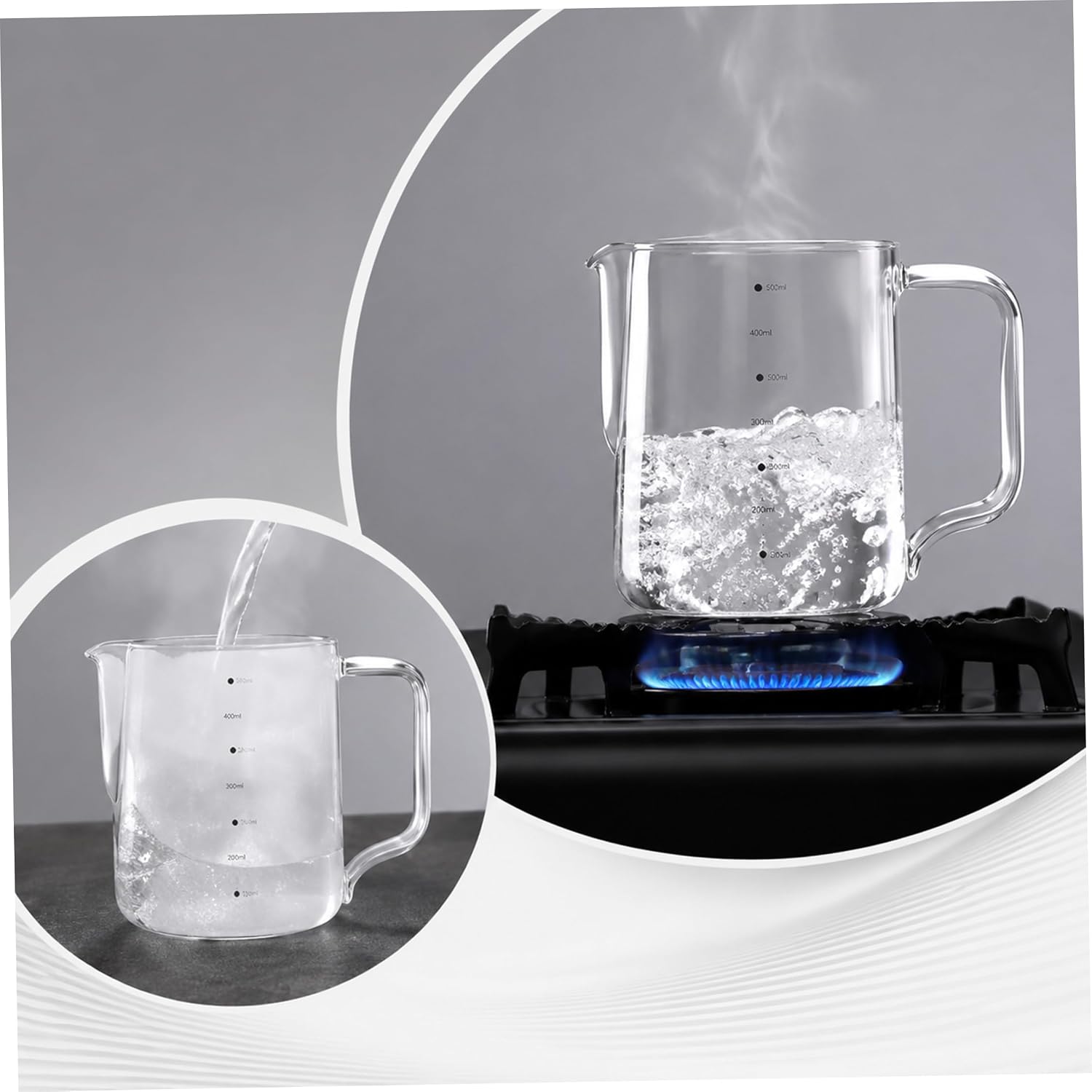 Milk Frothing Pitcher Transparent Glass Milk Steaming Pitcher, 500ml