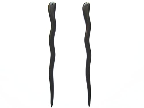 Miniatura 3 de Myhsmooth Zz-bg-charming - 2 varillas para el cabello de ébano natural (sándalo negro) talladas a mano, paquete de 2 unidades