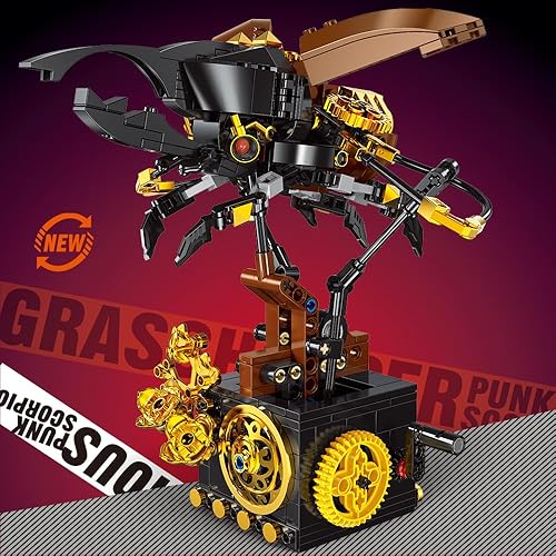 Miniatura 3 de MISINI JD012 - Kit de construcción de escarabajo mecánico, 440 piezas, juego de bloques mecánicos de ciencia y tecnología Punk Bionic, juguetes para