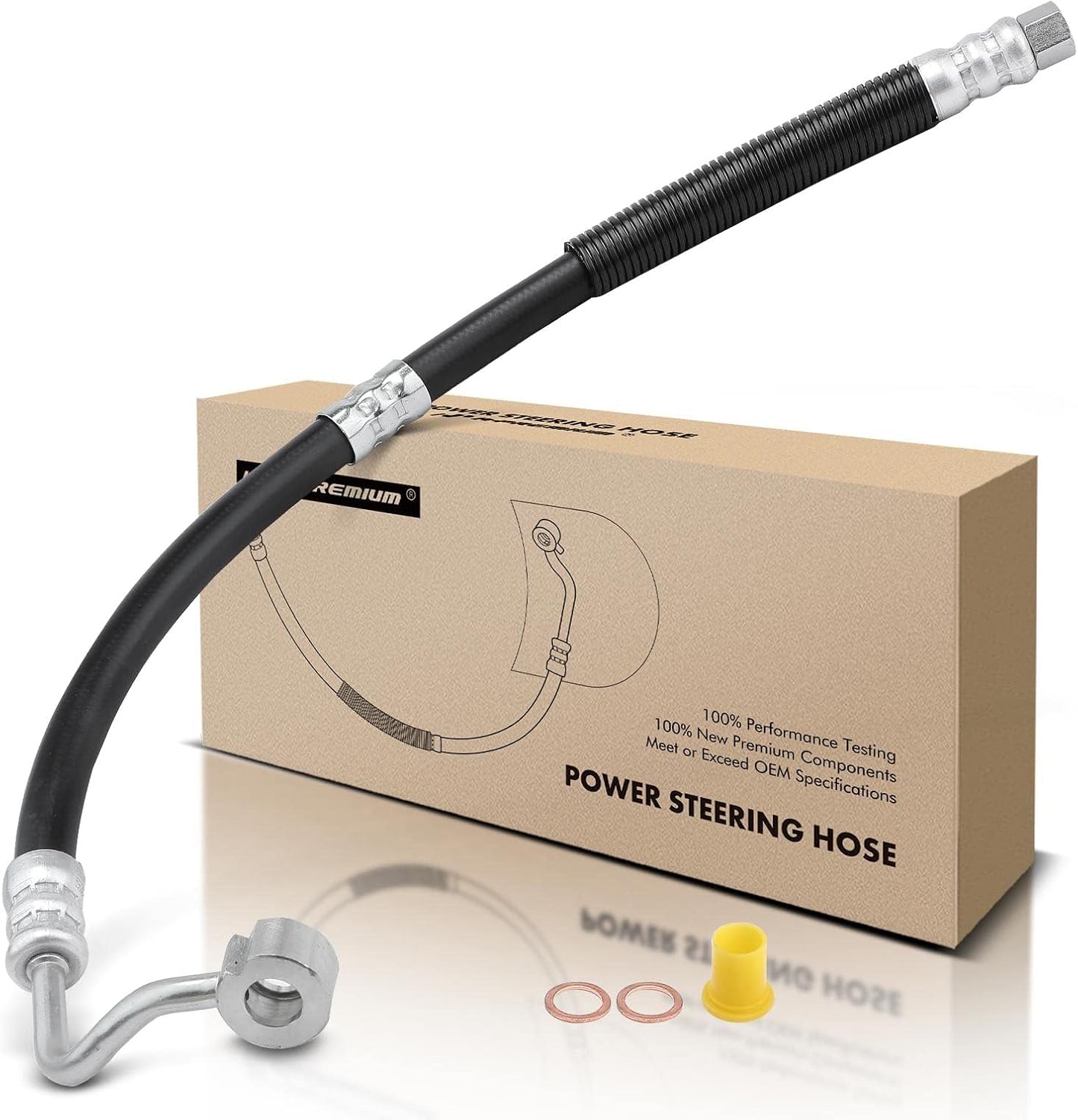 A-Premium Power Steering Pressure Hose Line Assembly Compatible with Hyundai Santa Fe 2001 2002 2003 2004 2005 2006, 2.7L, with Washer, From Pump