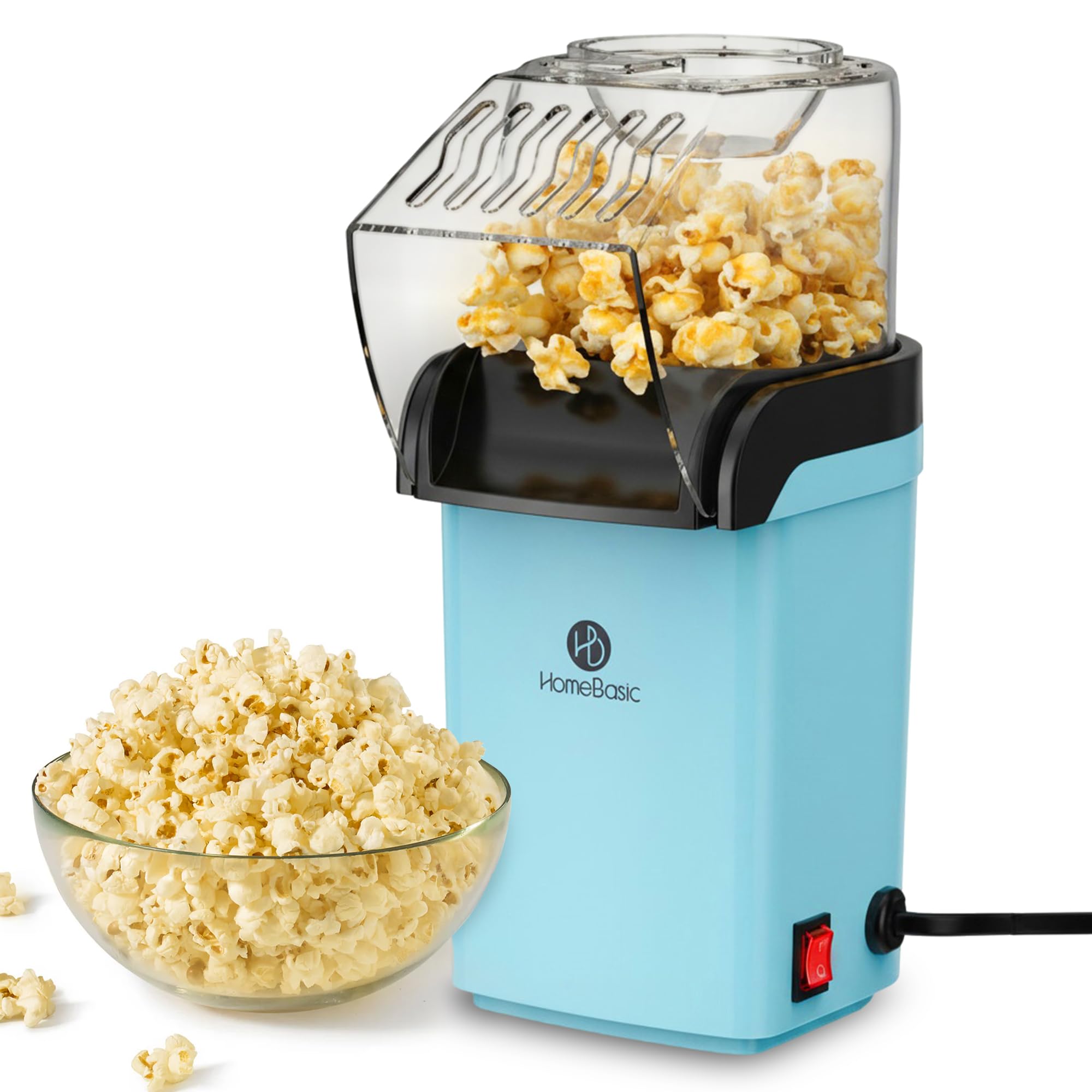 HOMEBASIC 1200W Hot Air Popcorn Maker, Oil-Free Electric Popper, Fast 3-Min Popping, One-Touch Operation, Easy Clean, Fast & Healthy Snack Machine for Movie Nights, Home, Kids & Parties-image-44
