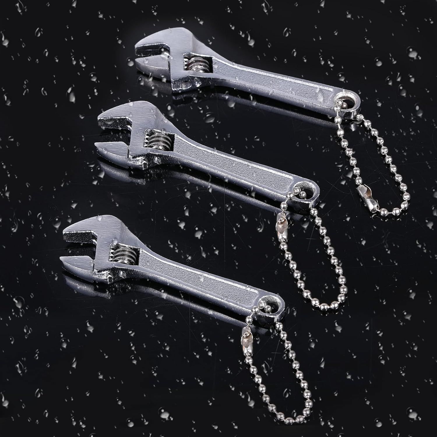 InnoHHustle 3 Pcs 2.5'' Adjustable Spanner Mini Nut Wrench, Tiny Wrench Small CrescentWrench Chain Set Locking AdjustableWrench Keychain Hand Knurl Tool for Repair Micro Equipment