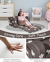 Vista 5 de Sofá para Niños Pequeños, Sofá para Niños Pequeños Plegable, Sofá Convertible 2 en 1 para Niños a Cama Tumbona para Niñas y Niños, Ideal para Leer