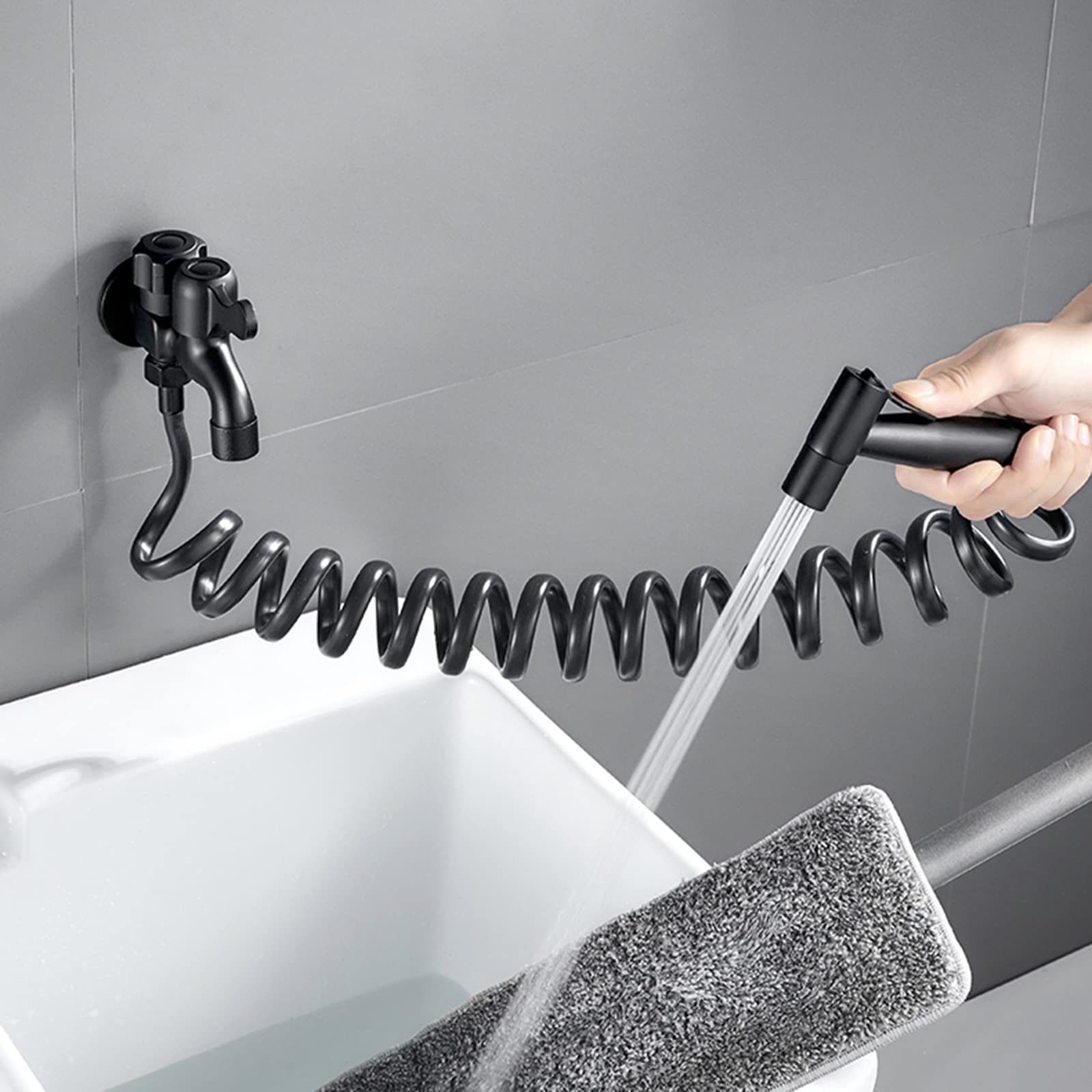 BiaoTeng Flexo ducha 3m G1/2 manguera ducha antitorsion manguera de ducha flexible manguera ducha telescopica Para Baño,negro,5 Metros